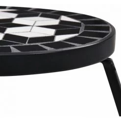 DOC&ET² Tables Mosaïque 3 Pcs Noir Et Blanc Céramique - Noir -Table haute et bar Soldes 67316653 4