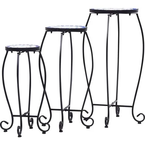 DOC&ET² Tables Mosaïque 3 Pcs Bleu Et Blanc Céramique - Bleu 3 DOC&ET² Tables Mosaïque 3 Pcs Bleu Et Blanc Céramique - Bleu