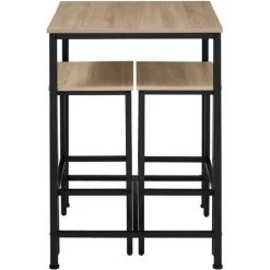 TECTAKE Ensemble De Bar Inverness - Ensemble De Bar, Ensemble De Table De Bar, Ensemble De Table De Bistrot - Bois Clair Industriel -Table haute et bar Soldes 67432386 3