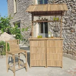 CASATERA Bar En Bambou Naturel Taman - Bois Clair -Table haute et bar Soldes 67620674 4