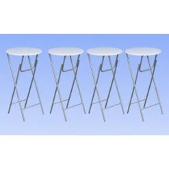 VidaXL Table De Bar 4 Pcs Avec Dessus De Table En MDF Blanc - Blanc 8 VidaXL Table De Bar 4 Pcs Avec Dessus De Table En MDF Blanc - Blanc -Table haute et bar Soldes 734983 2