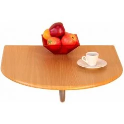 DéCOSHOP26 Table Pliante Murale Demi-ronde En MDF Hêtre - Noir