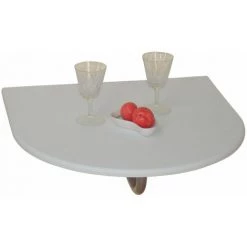 DéCOSHOP26 Table Pliante Murale Demi-ronde En MDF Blanc - Blante