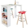 Table Haute De Bar Mange-debout Cuisine Avec Rangements– Blanc FWT17-W SoBuy®