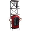 AUBRY GASPARD Meuble Bar Tracteur En Acacia Et Métal Rouge - Rouge -Table haute et bar Soldes 8563802 1