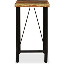 Ensemble De Bar Bois De Récupération Cuir Véritable Et Toile 3 Pcs VidaXL -Table haute et bar Soldes 8846717 3