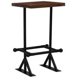 Table De Bar Bois De Récupération Massif Marron Foncé 60x60x107 Cm VidaXL