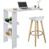 Table De Bar Murale Table Haute De Bar Mange-Debout Cuisine Avec 2 étagères De Rangement – Blanc FWT55-W SoBuy® -Table haute et bar Soldes 9501699 1