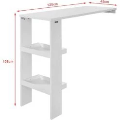 Table De Bar Murale Table Haute De Bar Mange-Debout Cuisine Avec 2 étagères De Rangement – Blanc FWT55-W SoBuy® -Table haute et bar Soldes 9501699 3