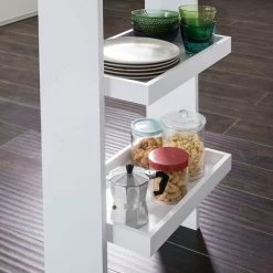 Table De Bar Murale Table Haute De Bar Mange-Debout Cuisine Avec 2 étagères De Rangement – Blanc FWT55-W SoBuy® -Table haute et bar Soldes 9501699 5