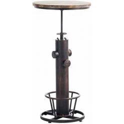 DéCOSHOP26 Table Haute Table De Bar Style Industriel Hauteur Réglable Repose-pieds Bronze - Noir