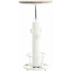 DéCOSHOP26 Table Haute Table De Bar Style Industriel Hauteur Réglable Repose-pieds Blanc - Blante